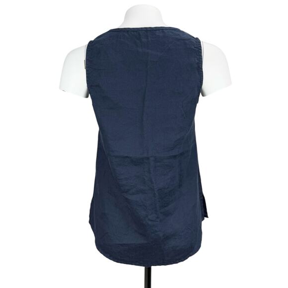 SYMPLI 100% Linen Sleeveless Top Sz XS Blue - Picture 2 of 4